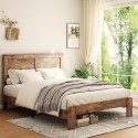 Bed Frame Queen Size, Wood Platform Bed Frame , Noise Free,No Box Spring Needed and Easy Assembly Tool,Large Under Bed Storage,Dark Brown 