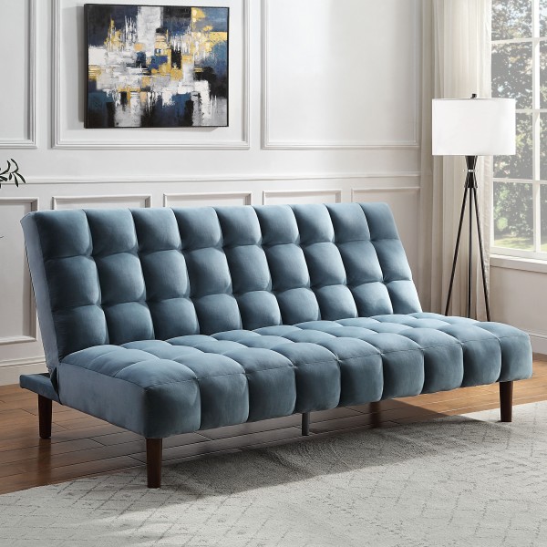 ACME Yolandi Adjustable Sofa in Teal Velvet & Dark Walnut Finish 57202 