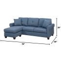 Blue Color Glossy Polyfiber Tufted Cushion Couch Sectional Sofa Chaise Living Room Furniture Reversible Sectionals Chaise