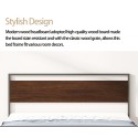 Metal Bed, Black with Walnut Wood Headboard&Footboard, Queen 