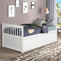 Captain's Bed Twin Daybed with Trundle Bed and Storage Drawers, White 