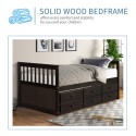 Captain's Bed Twin Daybed with Trundle Bed and Storage Drawers, Espresso 