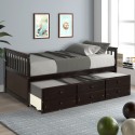 Captain's Bed Twin Daybed with Trundle Bed and Storage Drawers, Espresso 
