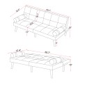 Convertible Sofa Bed Futon with Solid Wood Legs Linen Fabric Musterd Green 