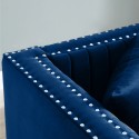 Contemporary Vertical Channel Tufted Velvet Sofa Loveseat Set Modern Upholstered 2pcs set Couch for Living Room Apartment with 4pillows,Blue 