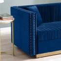 Contemporary Vertical Channel Tufted Velvet Sofa Loveseat Set Modern Upholstered 2pcs set Couch for Living Room Apartment with 4pillows,Blue 