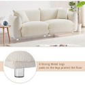 87'' Oversized Loveseat Sofa for Living Room, Sherpa Sofa with Metal Legs, 3 Seater Sofa, Solid Wood Frame Couch with 2 Pillows, for Apartment Office Living Room - White 