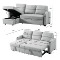 9191 Light gray pull-out storage sofa 