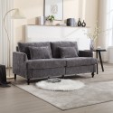 COOLMORE Mid Century Modern chenille Fabric Loveseat sofa, 2-Seat Upholstered Loveseat Sofa Modern Couch for Living Room,Brown wood feet sofa for Bedroom, Reading (Gray Chenille) 