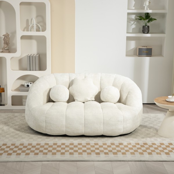 COOLMORE Bean Bag sofa Lazy Sofa Durable Comfort Lounger High Back Bean Bag Chair Couch for Adults and Kids, Indoor & Outdoor, Accent Floor Soft Lounge Chair (White chenille) 